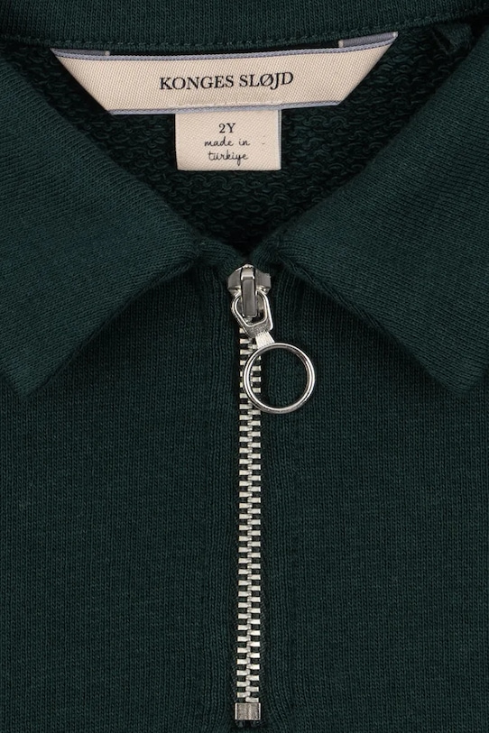 Konges Sløjd bluza bawełniana dziecięca DOGGY HALF ZIP POLO OCS zielony KS105169.9BYA