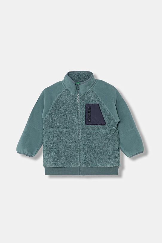United Colors of Benetton bluza polarowa dziecięca bez kaptura turkusowy 3PNYG5044.P.Seasonal