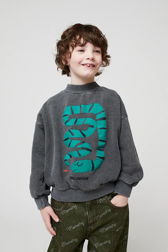 Bobo Choses hanorac de bumbac pentru copii Snake print gri 225BC006