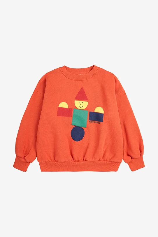 Bobo Choses bluza bawełniana dziecięca Wooden Toy 225FC004 pomarańczowy AW25