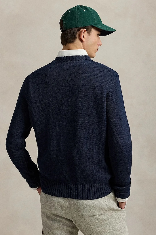 Λινό πουλόβερ Polo Ralph Lauren Lscn Long Sleeve 710970284 σκούρο μπλε AW25
