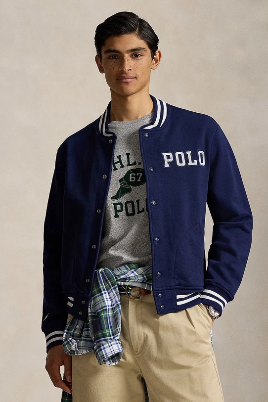 Βαμβακερή μπλούζα Polo Ralph Lauren βαμβάκι σκούρο μπλε 710972666