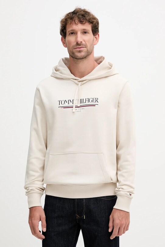 Tommy Hilfiger bluza bawełniana nadruk beżowy MW0MW40534