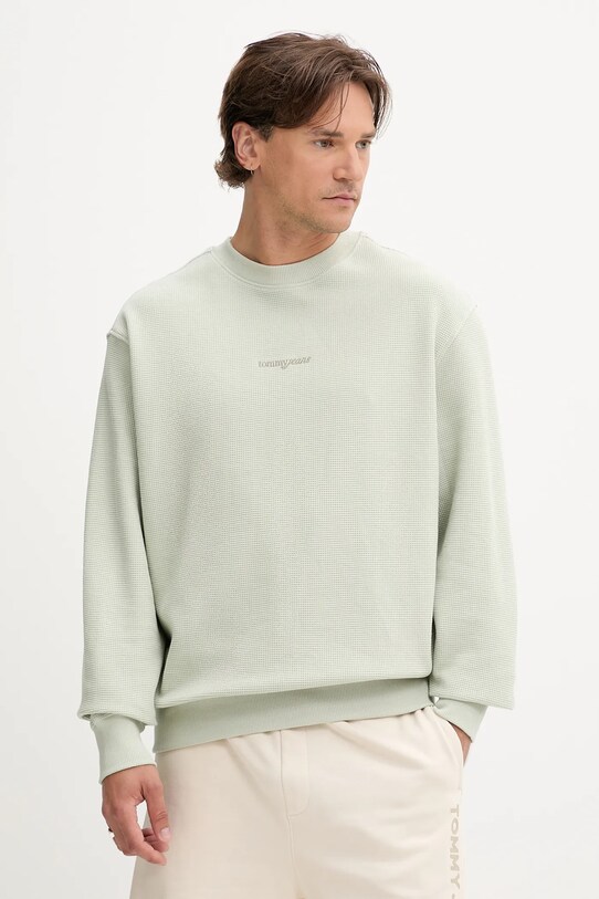 Tommy Jeans hanorac de bumbac uni verde DM0DM21622