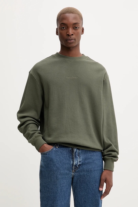 Tommy Jeans hanorac de bumbac uni verde DM0DM21622