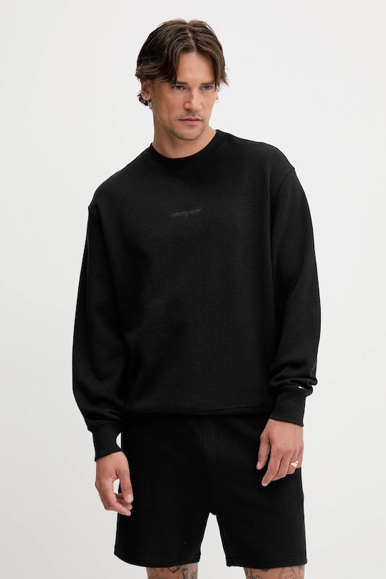 Tommy Jeans hanorac de bumbac uni negru DM0DM21622