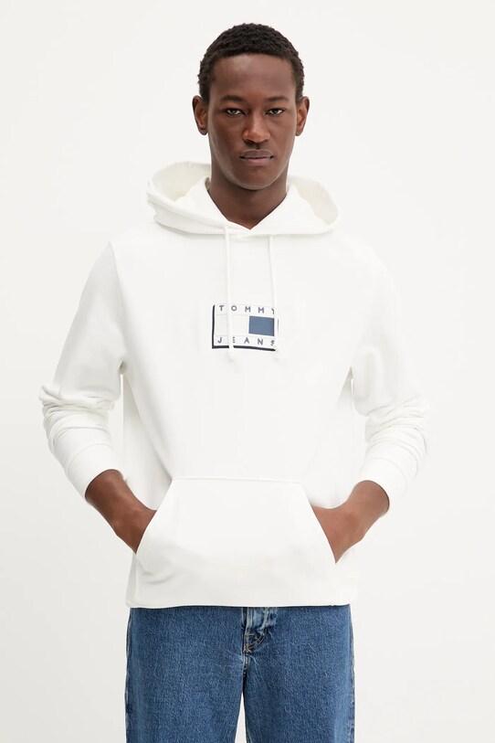 Bavlnená mikina Tommy Jeans bavlna biela DM0DM21623