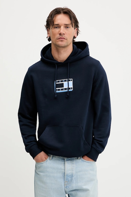 Tommy Jeans hanorac de bumbac imprimeu bleumarin DM0DM21623