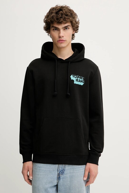 Βαμβακερή μπλούζα Tommy Jeans DM0DM21625 μαύρο AW25