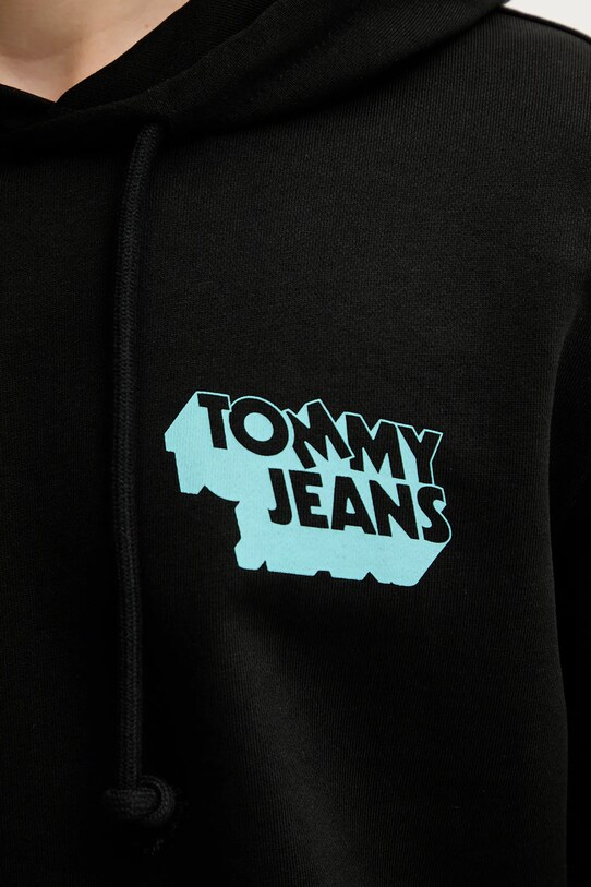 Βαμβακερή μπλούζα Tommy Jeans μαύρο DM0DM21625