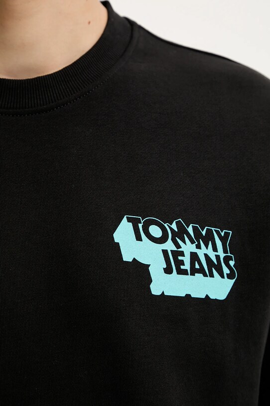 Βαμβακερή μπλούζα Tommy Jeans DM0DM21640 μαύρο