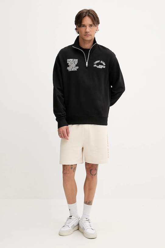 Tommy Jeans felpa in cotone DM0DM21797 nero AW25