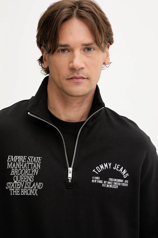Tommy Jeans hanorac de bumbac negru DM0DM21797