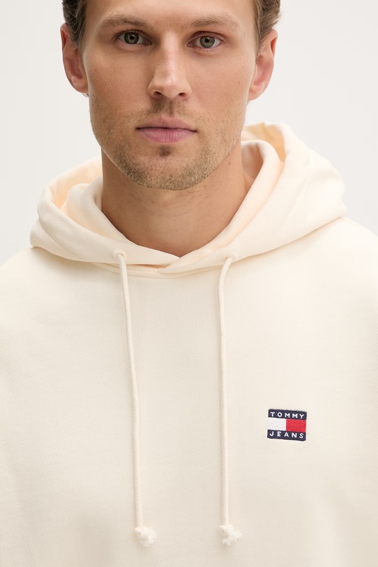 Tommy Jeans mikina s kapucí pánská bavlněná béžová DM0DM21922