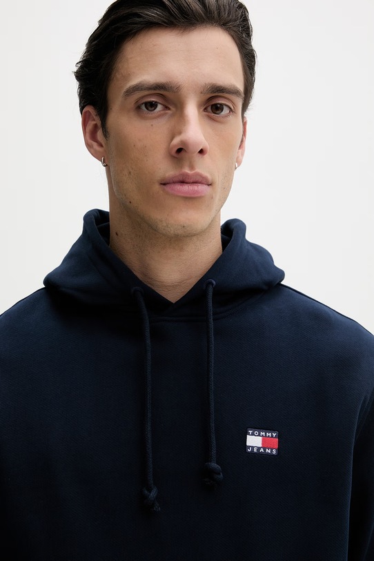 Tommy Jeans bluza z kapturem męska bawełniana granatowy DM0DM21922