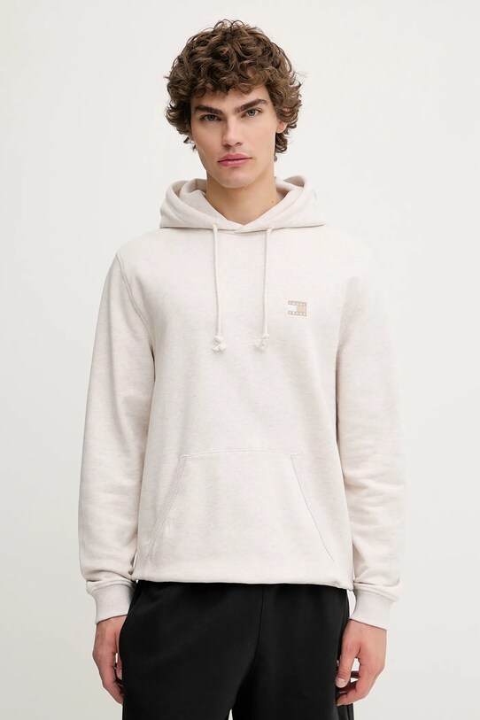 Памучен суичър Tommy Jeans меланж бежов DM0DM21922