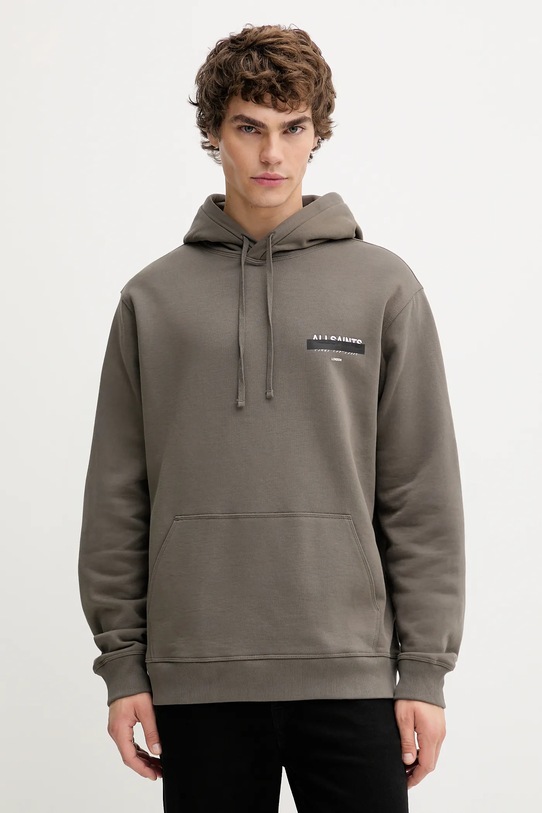 Памучен суичър AllSaints REDACT памук зелен M001NC