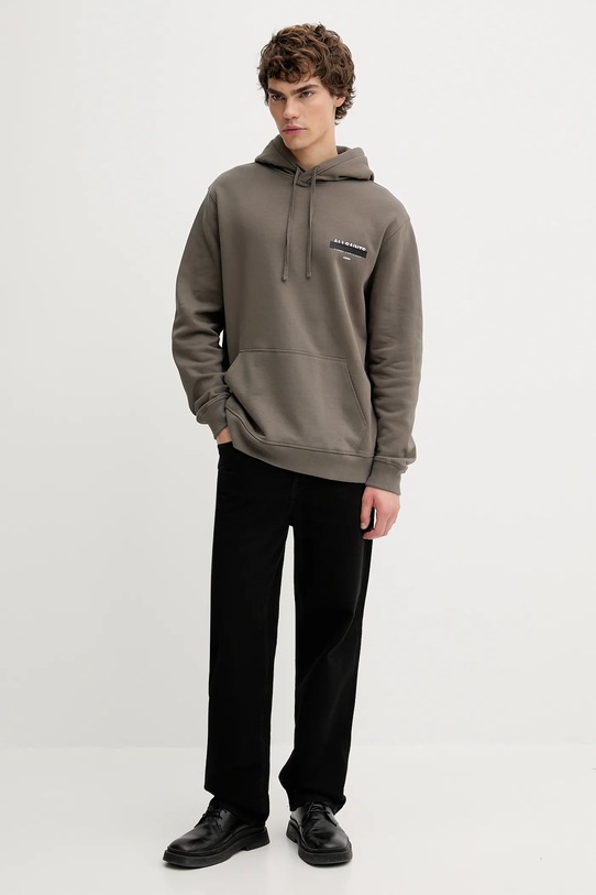 Памучен суичър AllSaints REDACT M001NC зелен AW25