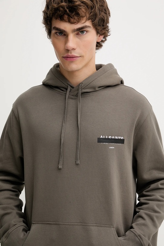 Памучен суичър AllSaints REDACT зелен M001NC