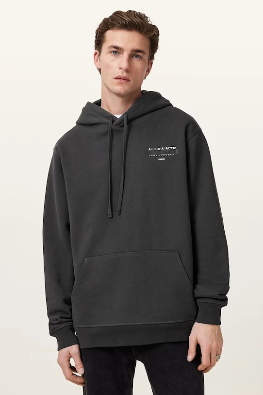 Хлопковая кофта AllSaints REDACT M001NC чёрный
