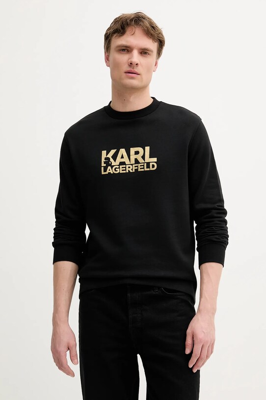 Karl Lagerfeld bluza bawełniana nadruk czarny 553917.705091