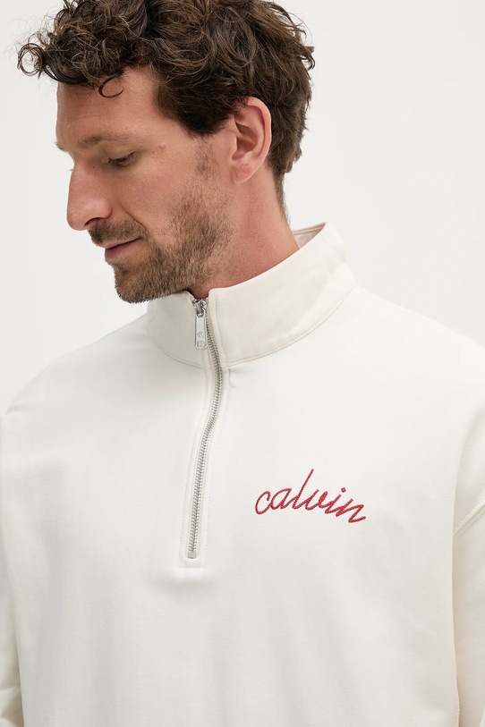 Μπλούζα από βαμβάκι Calvin Klein Jeans μπεζ LV04RC227G