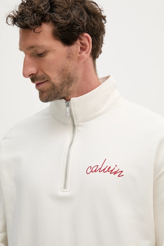 Dukserica s pamukom Calvin Klein Jeans bež LV04RC227G