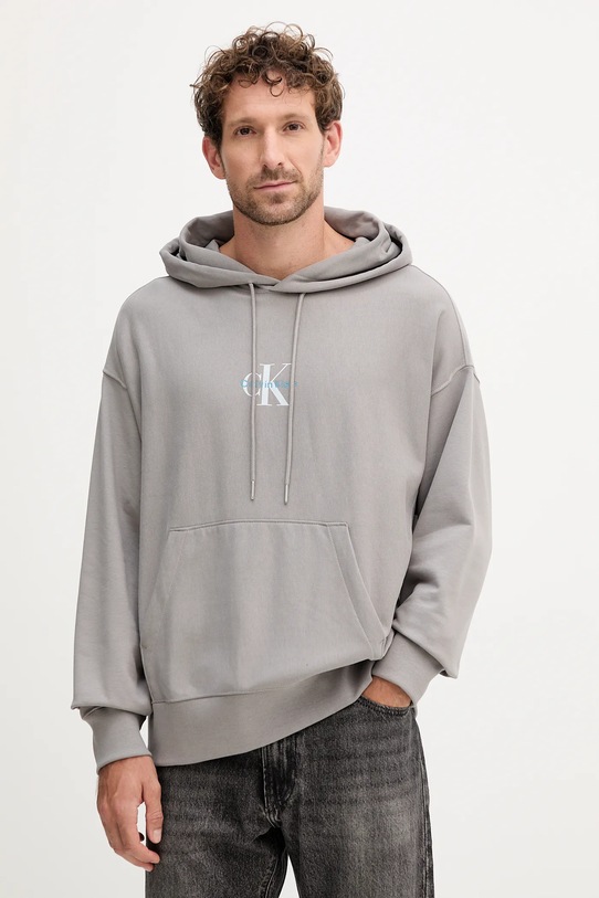 Pulover Calvin Klein Jeans S kapuco siva LV04RC281G