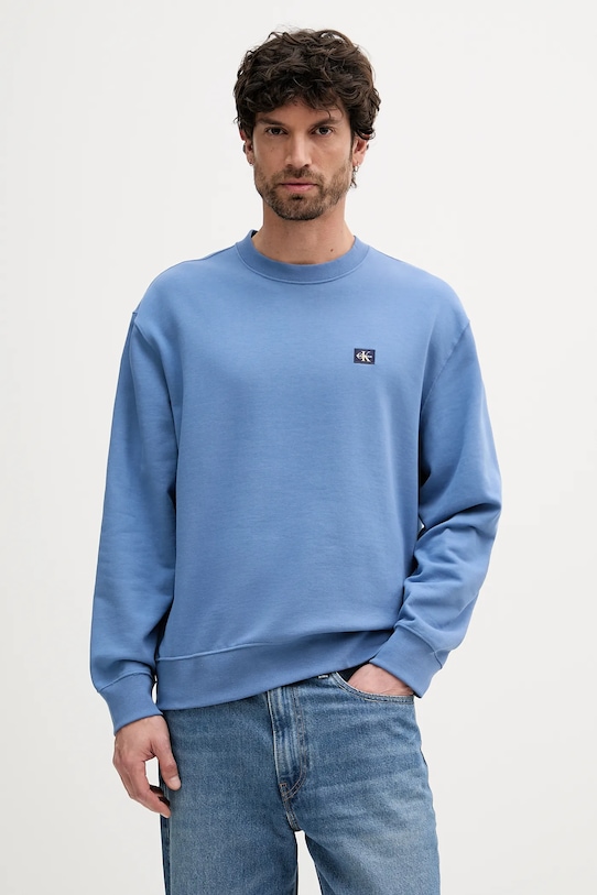 Mikina Calvin Klein Jeans bez kapuce fialová LV04RC273G