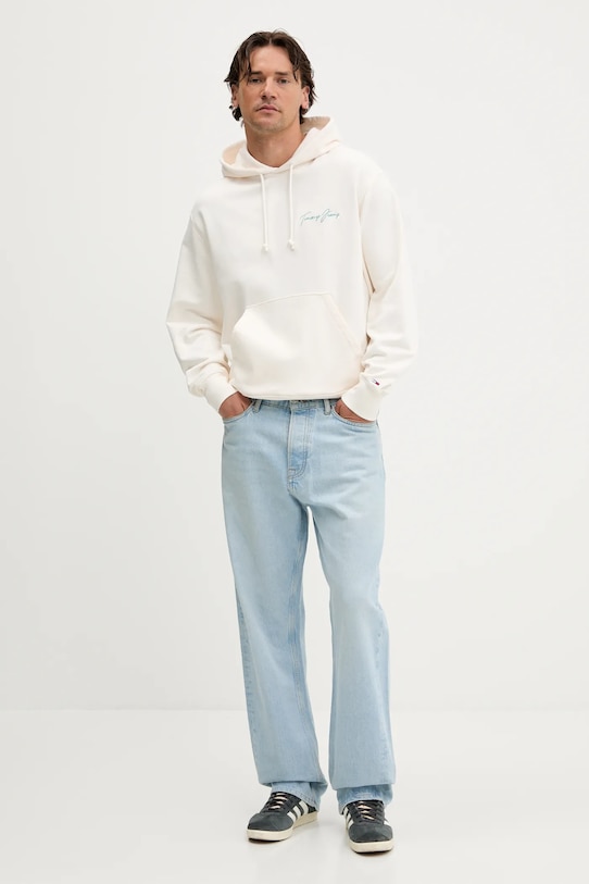 Tommy Jeans hanorac de bumbac DM0DM21373 bej AW25