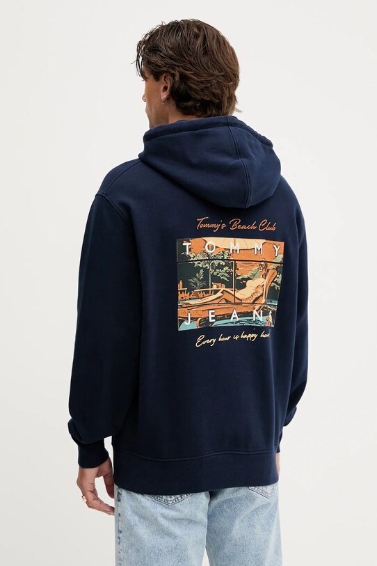 Tommy Jeans hanorac de bumbac print bleumarin DM0DM21373