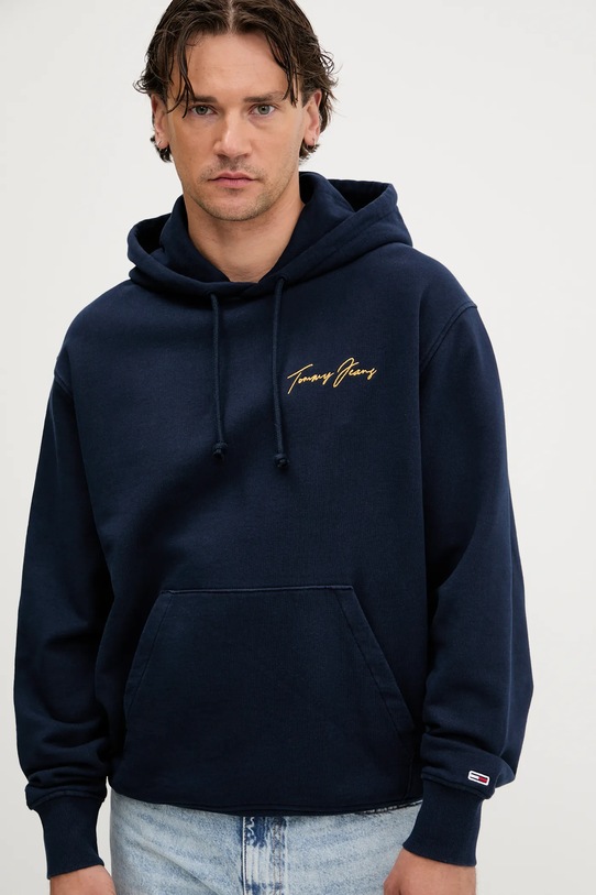 Tommy Jeans hanorac de bumbac bleumarin DM0DM21373