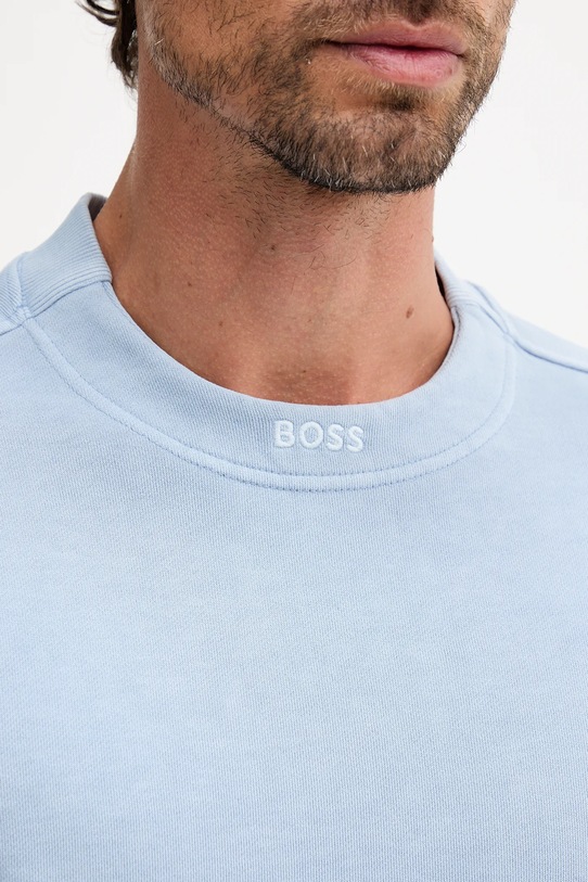 Бавовняна кофта BOSS Orange 50519718 блакитний