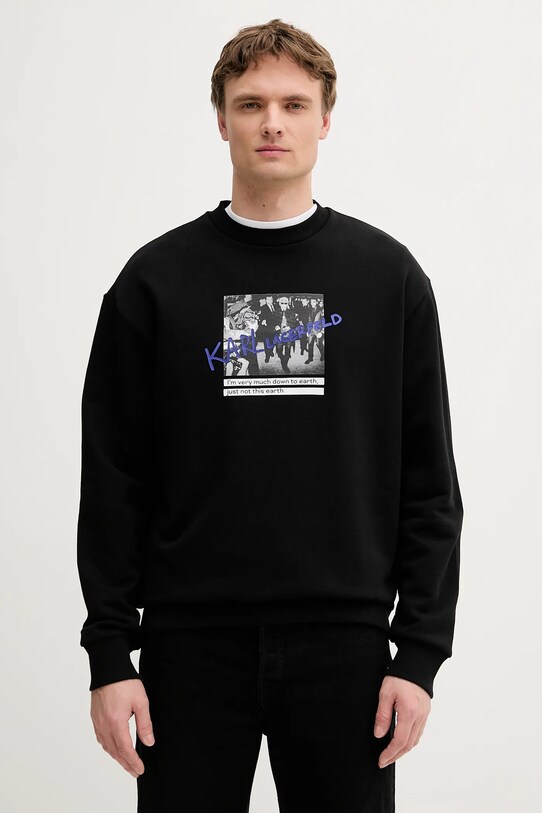 Karl Lagerfeld hanorac de bumbac imprimeu negru 553904.705110
