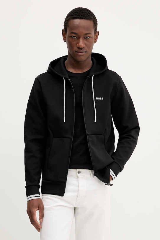 BOSS Green bluză uni negru 50542974