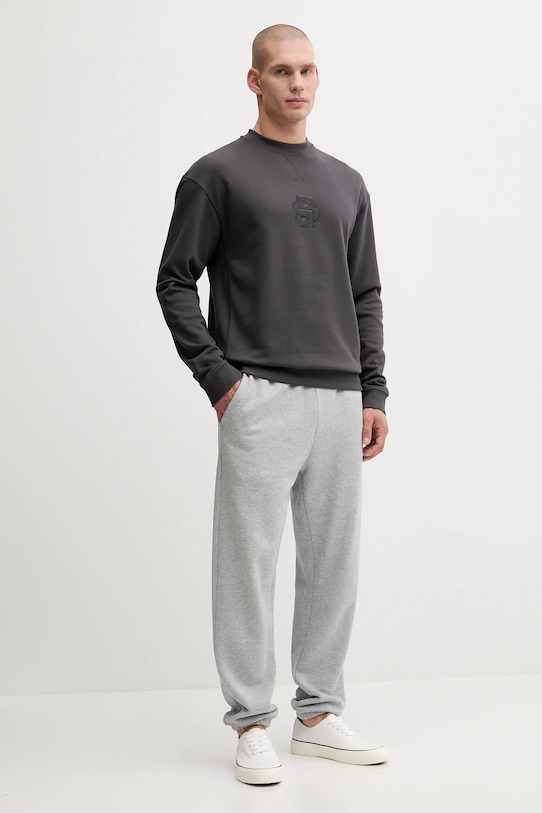 Bavlněná mikina BOSS 50545529 šedá AW25