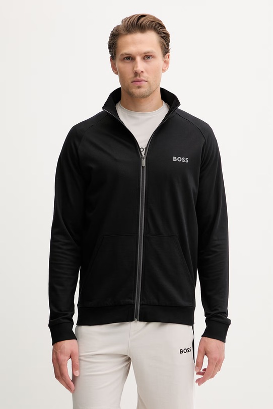 BOSS mikina na zips pánska bavlnená Authentic Jacket Z čierna 50545564