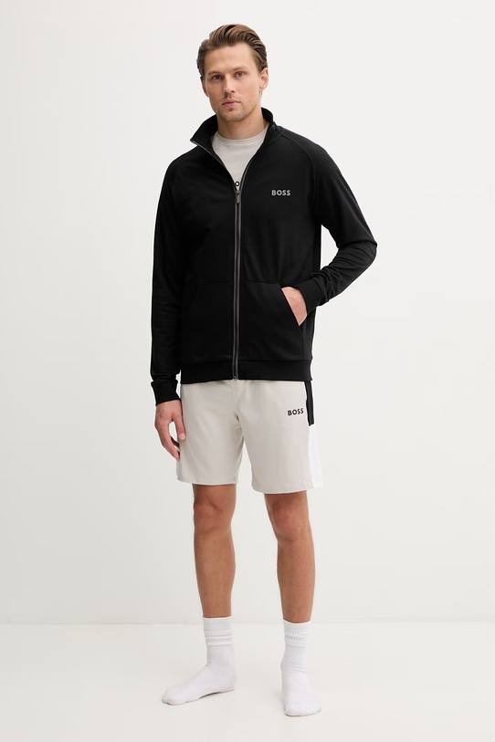 BOSS mikina na zips pánska bavlnená Authentic Jacket Z 50545564 čierna SS26