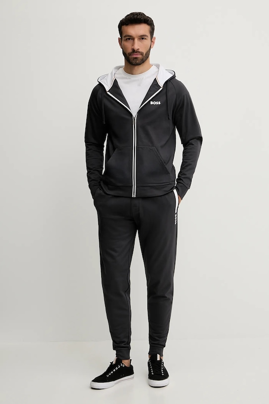 BOSS bluza bawełniana lounge 50545573 szary AW25