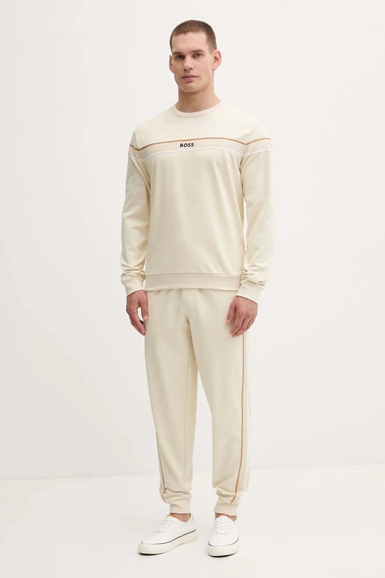 Bavlnená mikina BOSS 50545589 krémová AW25