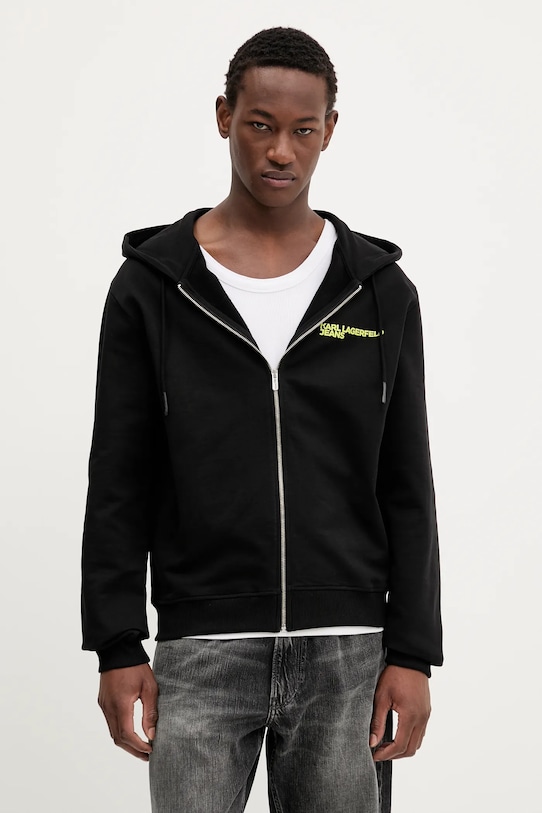Karl Lagerfeld Jeans hanorac de bumbac print negru A3M20030