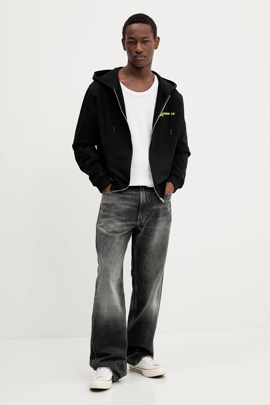 Karl Lagerfeld Jeans hanorac de bumbac A3M20030 negru AW25