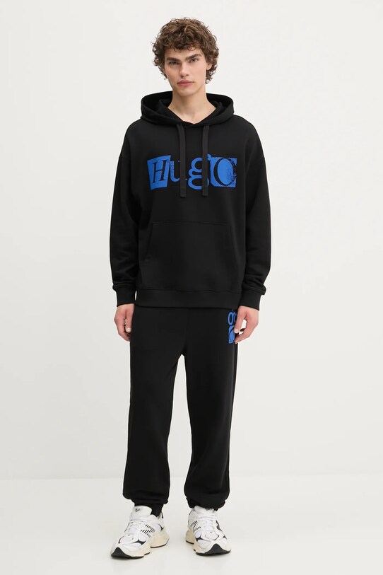 Βαμβακερή μπλούζα Hugo Blue 50542796 μαύρο AW25