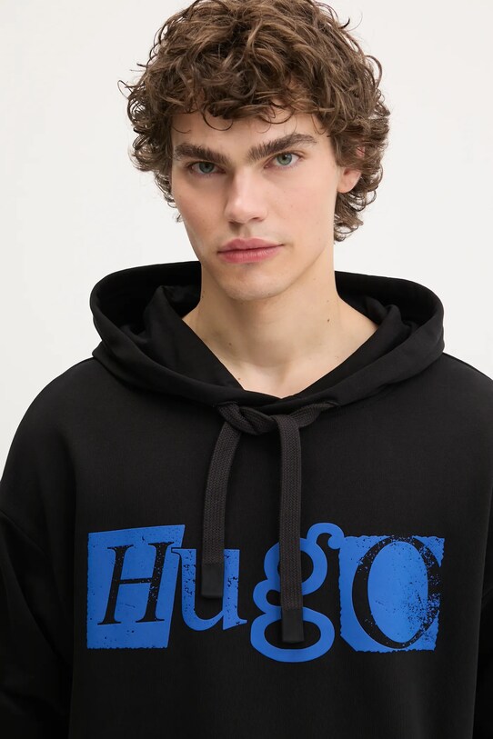 Βαμβακερή μπλούζα Hugo Blue μαύρο 50542796