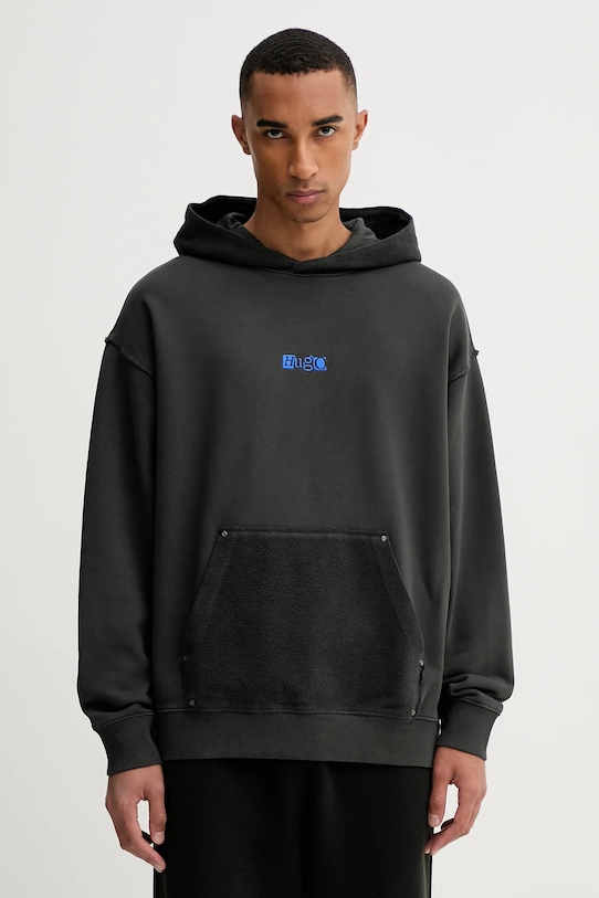 Hugo Blue bluza bawełniana bawełna szary 50542799