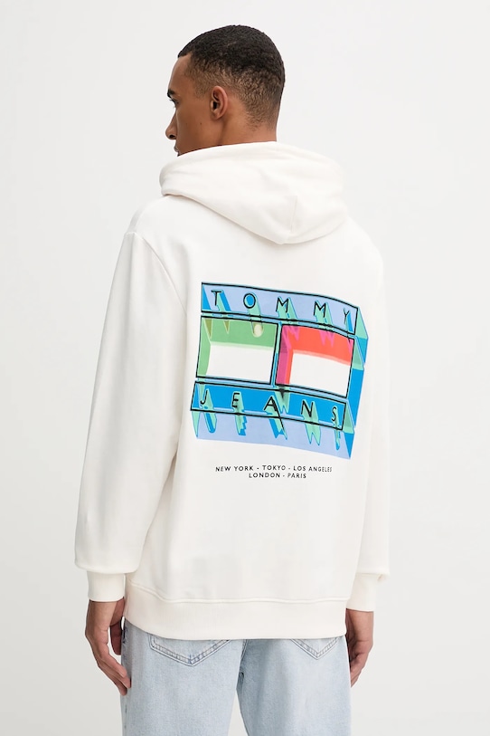 Bavlnená mikina Tommy Jeans bavlna béžová DM0DM22077