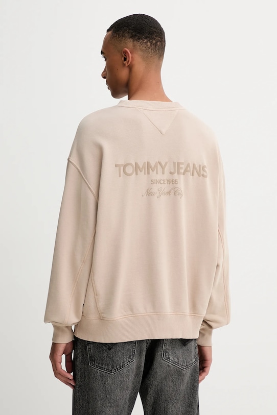 Bavlnená mikina Tommy Jeans bavlna béžová DM0DM22079
