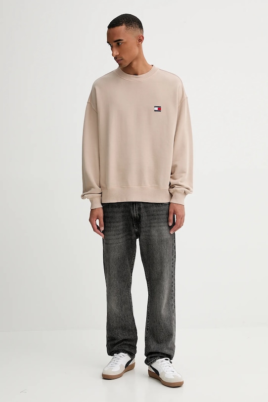 Bavlnená mikina Tommy Jeans DM0DM22079 béžová AW25