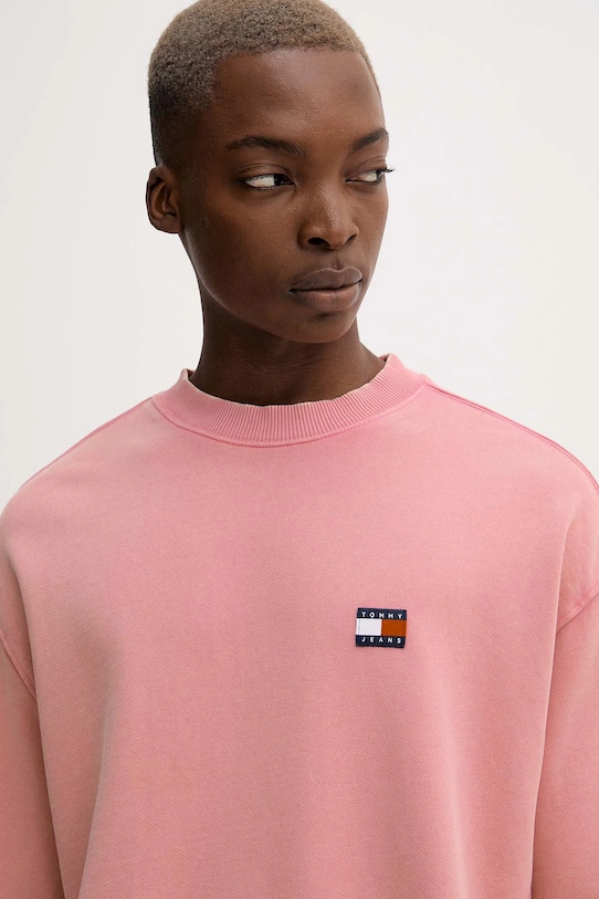 Bavlnená mikina Tommy Jeans ružová DM0DM22079