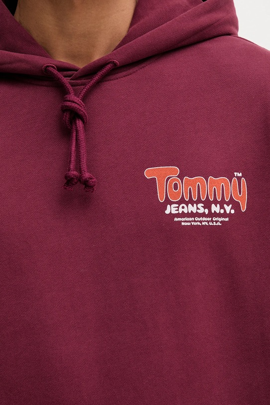 Βαμβακερή μπλούζα Tommy Jeans DM0DM22086 μπορντό